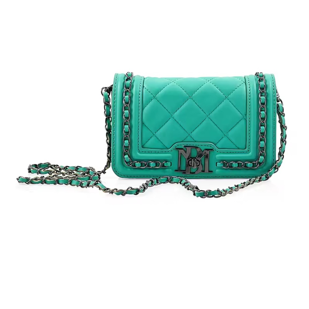 Badgley Mischka Green Quilted Crossbody Bag